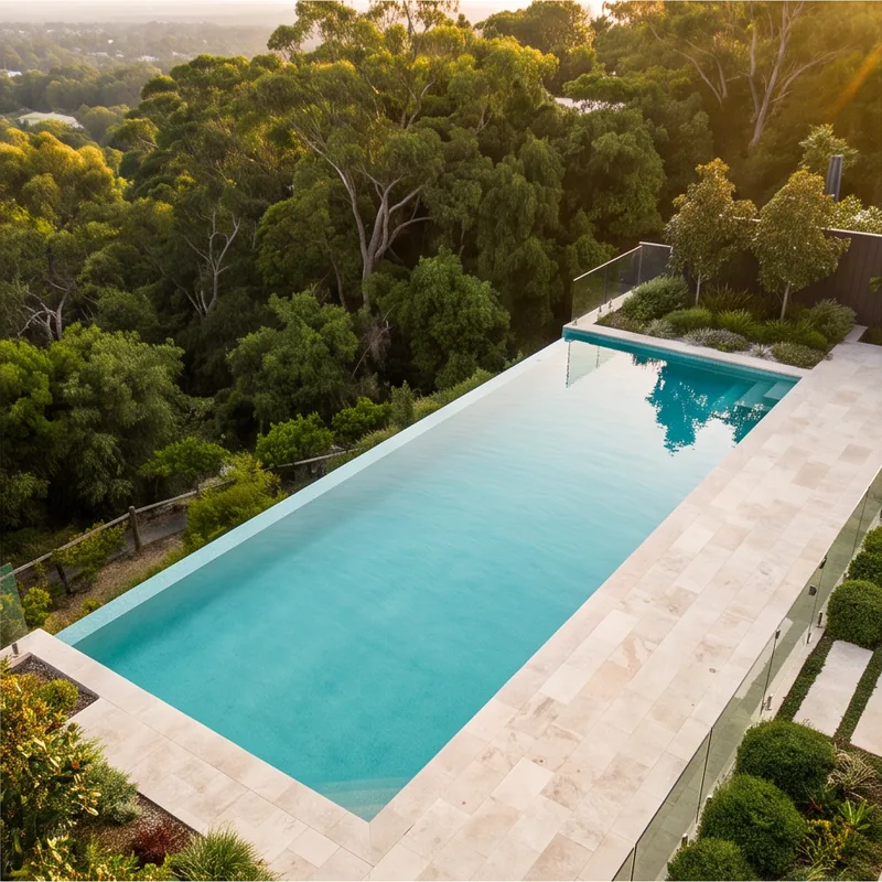 Infinity-edge pool on a hillside terrace